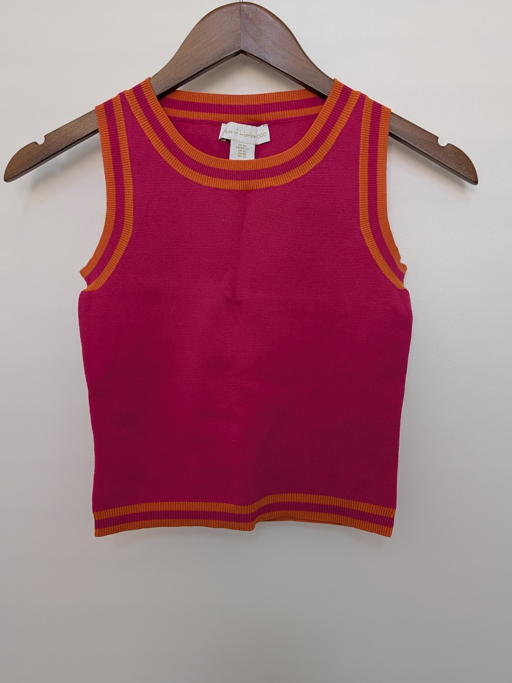 House Of Harlow 1960s Sleeveless Knit Tank with Orange Trim